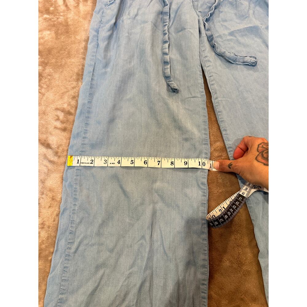 Thread & Supply Chambray Wide Leg Pants Small Paperbag Waist Drawstring Lyocell - Picture 3 of 11